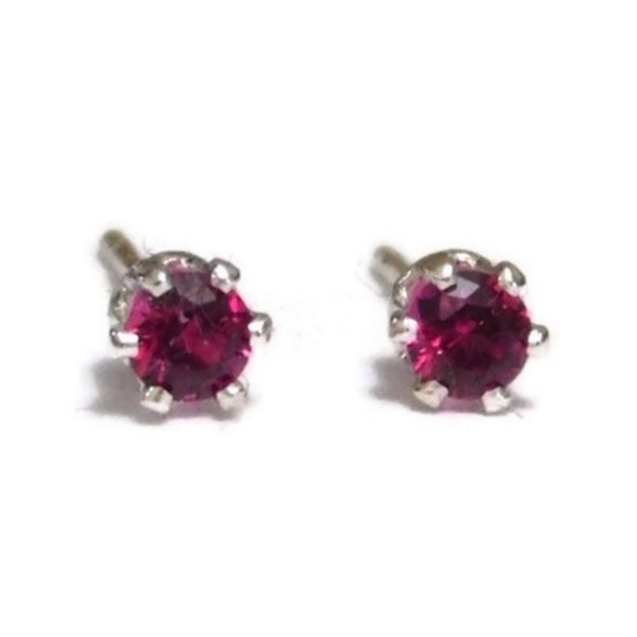 925 Sterling Silver Real Ruby Stud Earrings - Picture 3 of 6